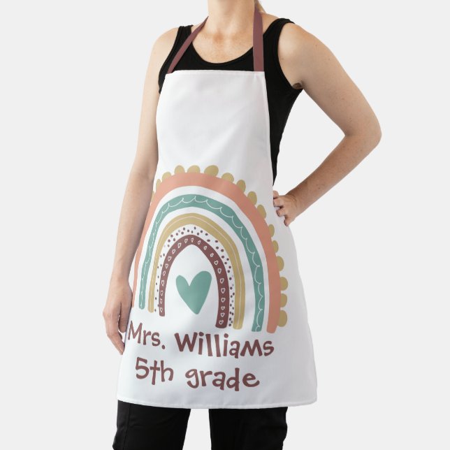 Tablier Personnalisé Moderne Cute Rainbow Enseignant (Insitu)