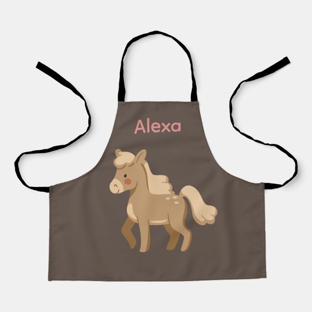 Tablier Personnalisé Monogramme Pony Horse Girl (Recto)