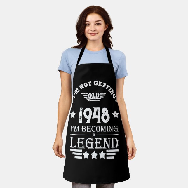 Tablier Personnalisé noir blanc vintage 75e anniversaire (Porté)