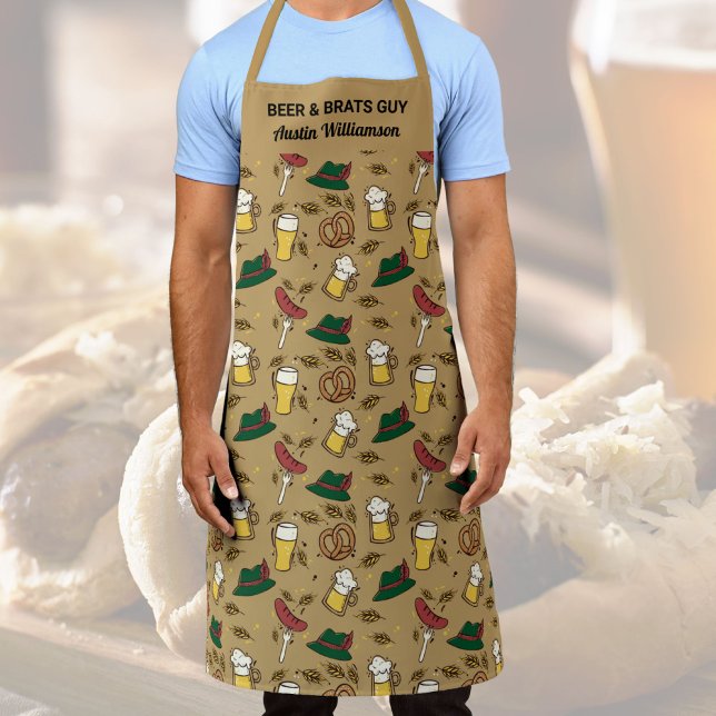 Tablier Personnalisé Oktoberfest Bière & Brats Guy Funny (Créateur téléchargé)