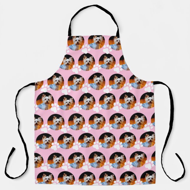 Tablier Personnalisé Pet Photo Motif rose clair avec Empre (Recto)