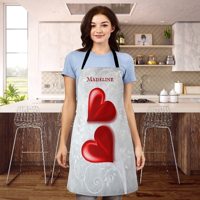Tablier personnalisé Red Hearts (Red Hearts Personalized Apron)