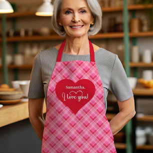 Tablier personnalisé Saint-Valentin cœur romantiqu