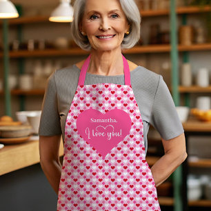 Tablier personnalisé Saint-Valentin Cœurs Roses et