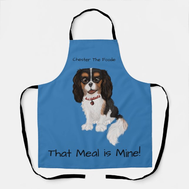 Tablier Personnalisé Tri Couleur Cavalier King Charles Spa (Recto)