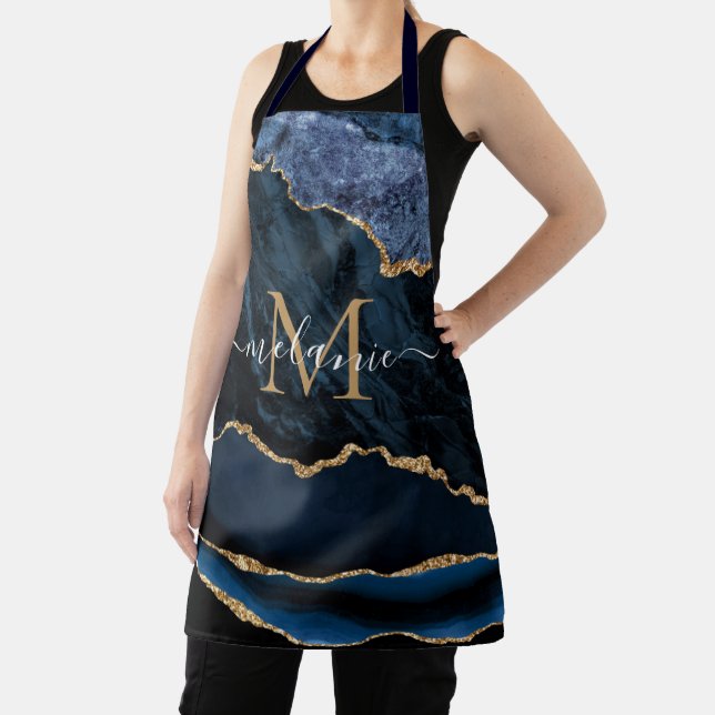 Tablier Personnalisé Votre Lettre Nom Marine Blue Gold Apr (Insitu)