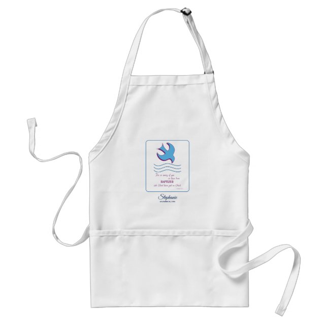 Tablier Personnaliser, Adulte Baptême Dove on Blue (Devant)