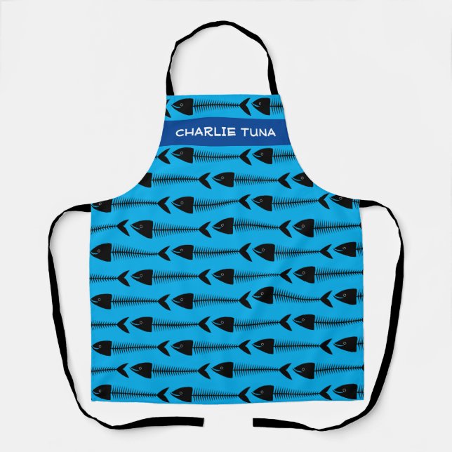 Tablier Personnaliser Blue Fish Motif Apron (Recto)