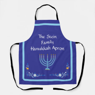 Tablier Personnaliser Blue HANOUKKA Menorah