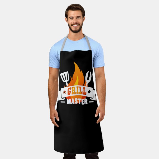 Tablier Personnaliser Chef noir Personnaliser Grill Master (Porté)