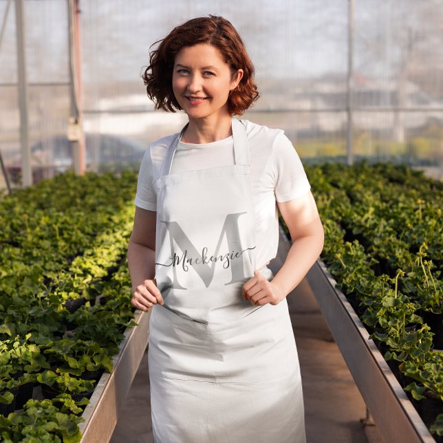 Tablier Personnaliser le nom du monogramme Ajouter une cou (Personalize Monogram Name Add Photo Color Long Apron)