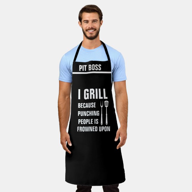 Tablier Personnaliser l'opinion Drôle Chef Attitude Grill  (Porté)