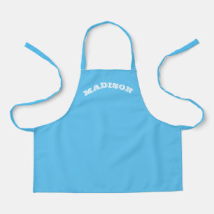 Tablier Personnaliser nom texte blanc lettres courbes bleu