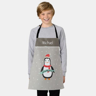 Tablier Pesonalized Cute petit pingouin de Noël 