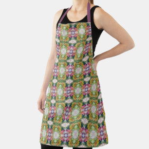 Tablier Pétales de fleurs colorées Aquarelle Motif peintur