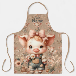Tablier Petit Cochon Fantaisiste en Salopette Pastel Marro