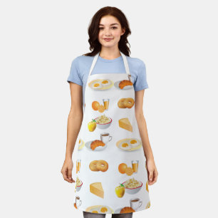 Tablier Petit Déjeuner Café, Croissant, Oeufs, Bagels