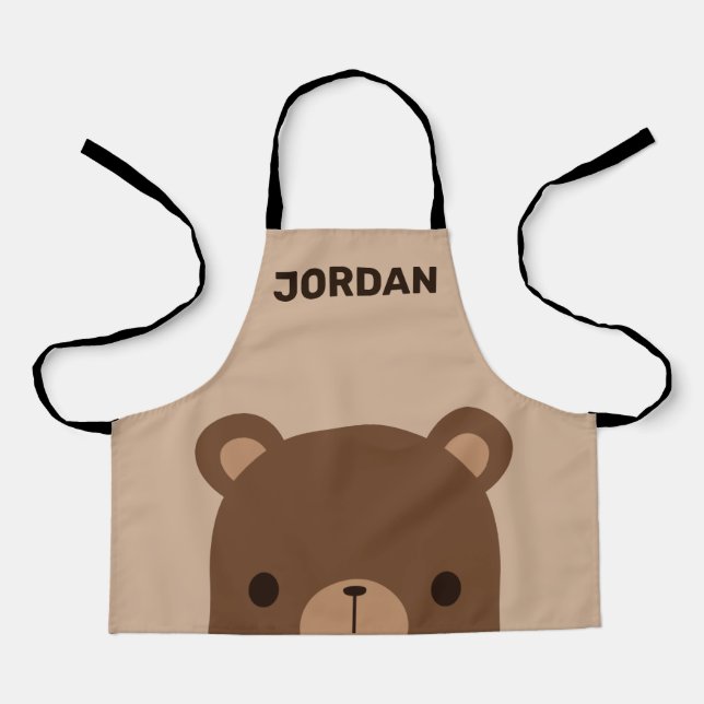 Tablier Petit ours Brown mignon avec nom personnalisé (Recto)