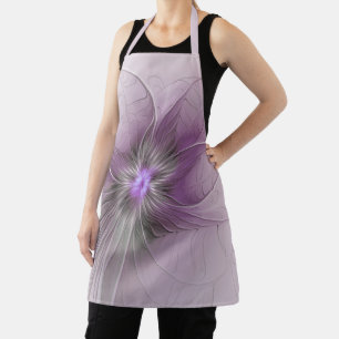Tablier Petite Beauté Moderne Fleur d'Art Fractal Gris Mau