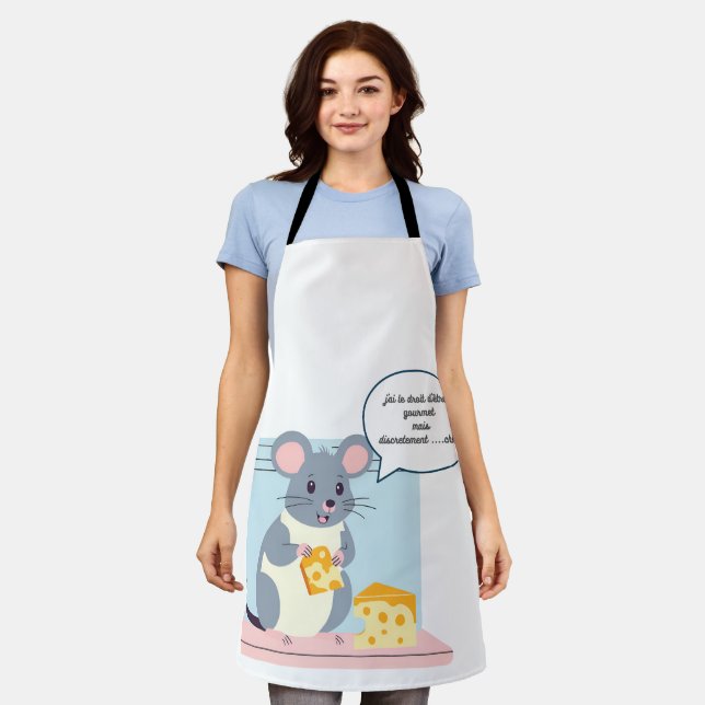 Tablier petite souris un morceau de fromage (Porté)