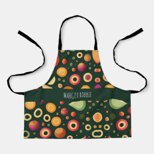 Tablier Petits cercles Jaune noir Motif géométrique