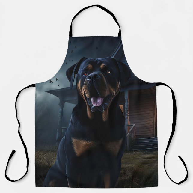 Tablier Peur d'Halloween Rottweiler (Recto)