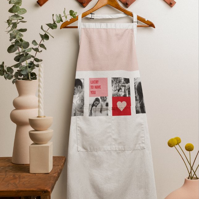 Tablier Photo Collage Couple | Cadeau moderne Valentines (Créateur téléchargé)