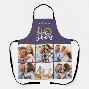 Tablier Photo collage violet or 40e anniversaire