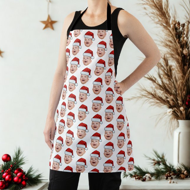 Tablier Photo de visage de bébé personnalisé Noël du Père  (Créateur téléchargé)