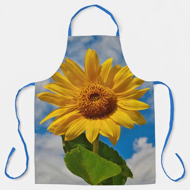 Tablier Photo florale de grande tournesol vert et jaune (Recto)
