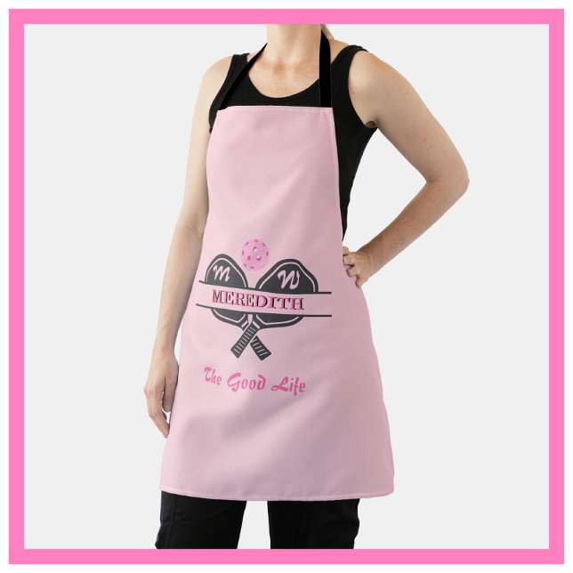 Tablier Pickleball Gal Paddles Nom personnalisé Monogramme (Créateur téléchargé)