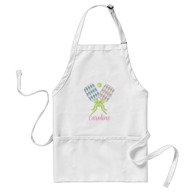Tablier Pickleball Paddles de Jacquard d'aquarelle Preppy (Devant)