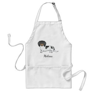 Tablier Piebald Noir Et Tan Cheveux Long Dachshund & Nom
