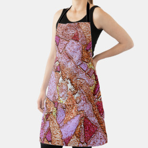 Tablier Pierres volcaniques peintes en violet rose