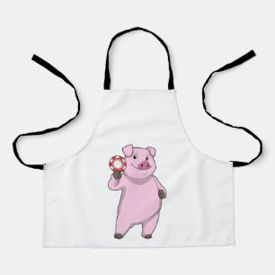 Tablier Pig au Poker avec des jetons de Poker