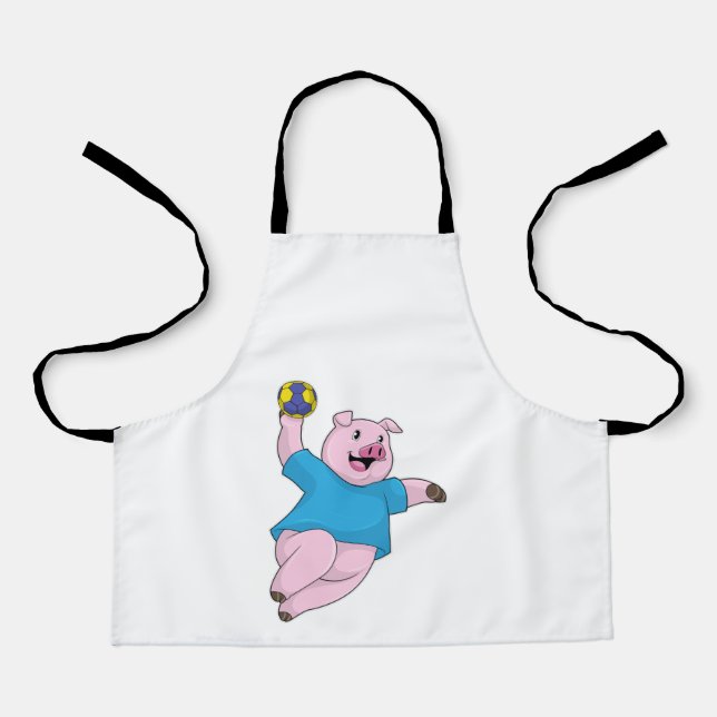 Tablier Pig en tant que joueur de handball avec Handball (Recto)