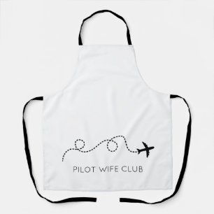 Tablier PILOT WIFE CLUB Avion volant moderne noir blanc