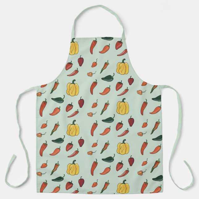 Tablier Piment Chaud Peppers Green Apron (Recto)