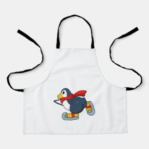Tablier Pingouin au patinage sur glace avec patins sur gla