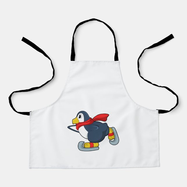 Tablier Pingouin au patinage sur glace avec patins sur gla (Recto)