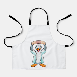Tablier Pingouin comme docteur avec plâtre