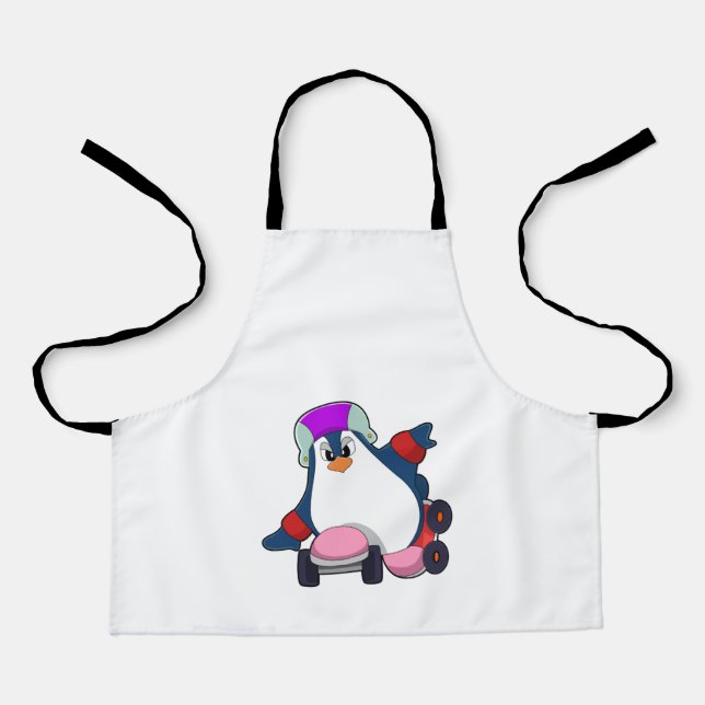 Tablier Pingouin comme Patineur Inline avec Patins Inline (Recto)