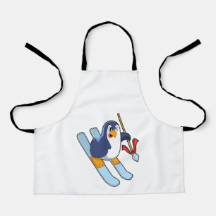 Tablier Pingouin comme skieur avec ski