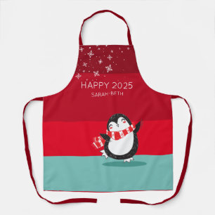 Tablier Pingouin Cute Personnalisé Happy 20XX Holiday Apro