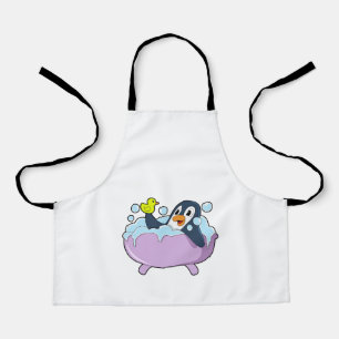 Tablier Pingouin dans la baignoire avec canard