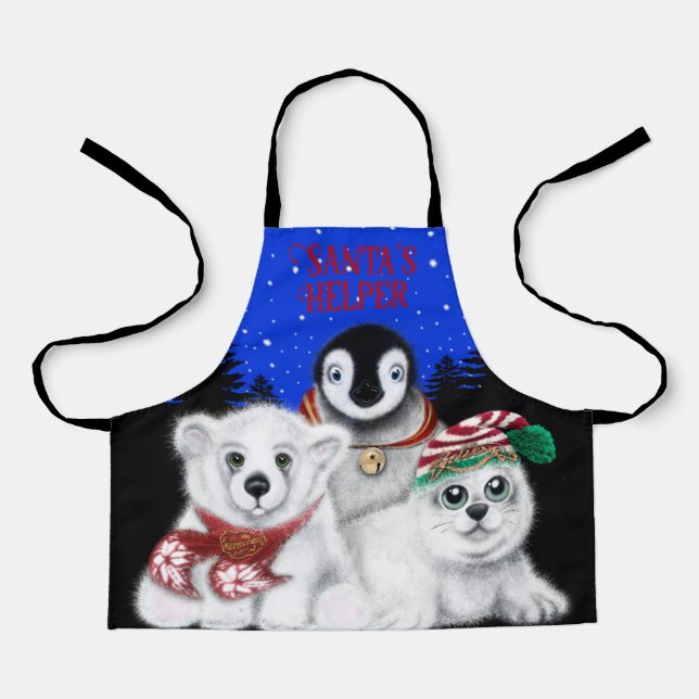Tablier Pingouin de Noël bébé phoque de l'ours polaire (Recto)