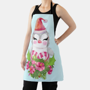 Tablier Pingouin de Noël mignon à Santa Hat