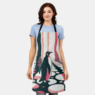 Tablier Pingouin en rose Saumon sombre magique Mystique