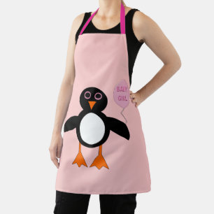 Tablier Pingouin mignon rose bébé fille