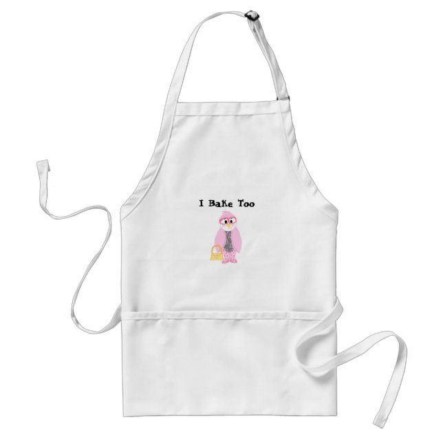 Tablier Pingouin rose - Je Cuis Aussi (Devant)